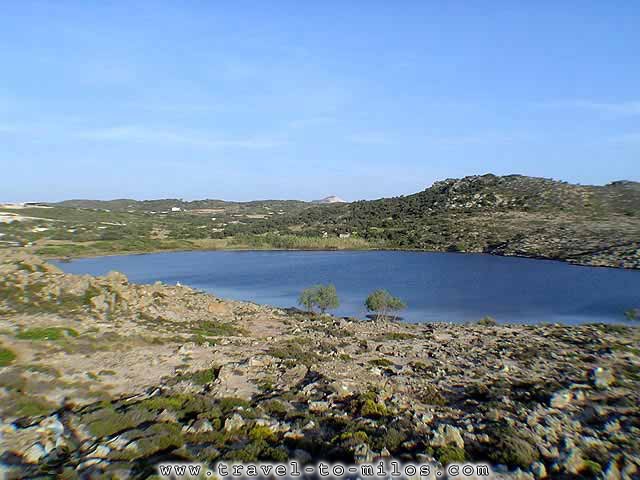 Achivadolimni of Milos - The panoramic view of Achivadolimni. Splendid, very big sandy beach. In the small lake, that loses almost all the water in August, is owed also the name of beach.